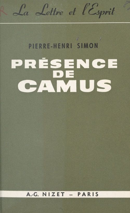 ebook cover of Présence de Camus, by Pierre-Henri Simon