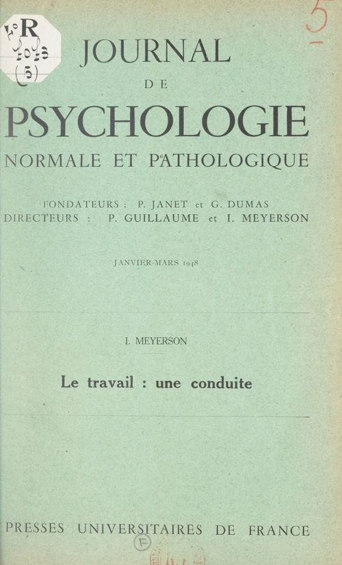 Couverture ebook de Le travail : une conduite, de Ignace Meyerson