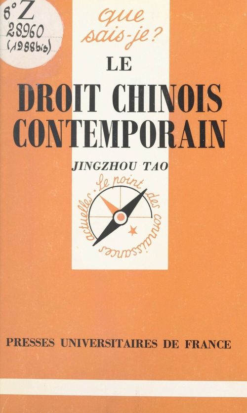ebook cover of Le droit chinois contemporain, by Jingzhou Tao