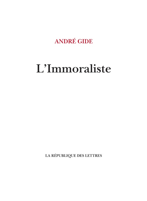 Couverture ebook de L'Immoraliste, de André Gide