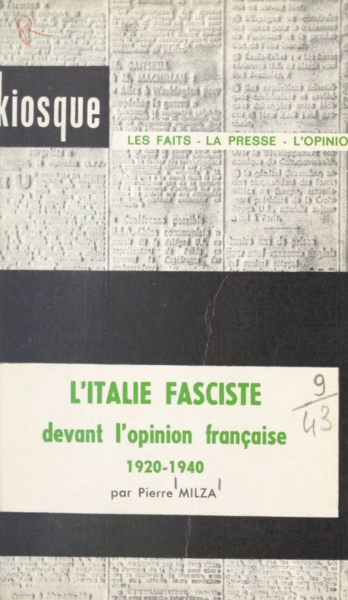 Couverture ebook de L'Italie fasciste devant l'opinion française, 1920-1940, de Pierre Milza