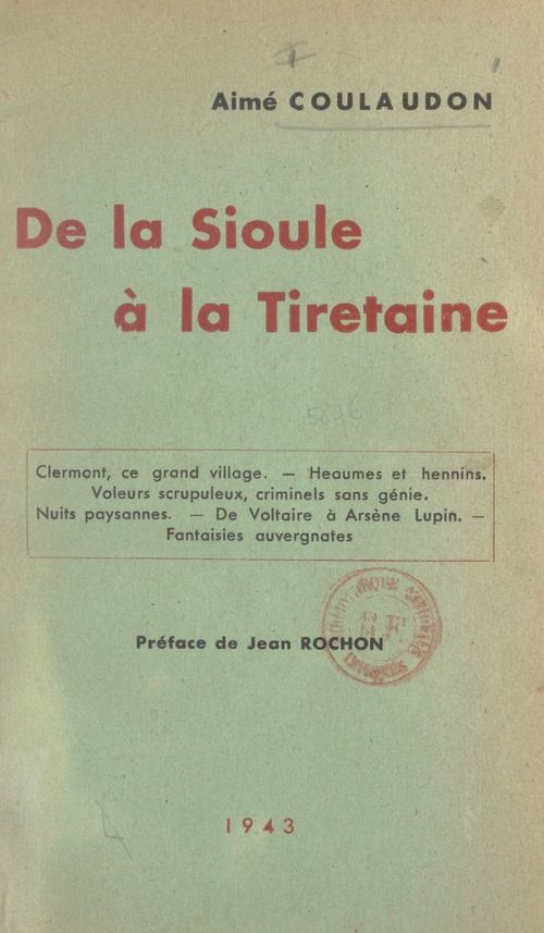 Couverture ebook de De la Sioule à la Tiretaine, de Aime Coulaudon