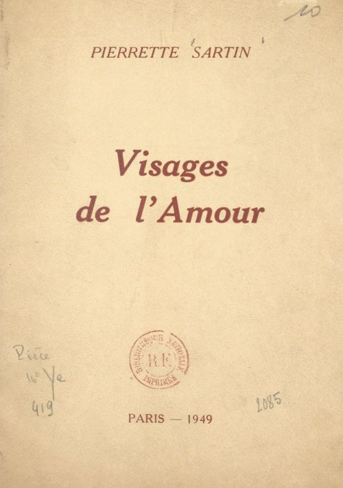 ebook cover of Visages de l'amour, by Pierrette Sartin