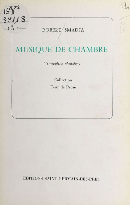 Couverture ebook de Musique de chambre, de Robert Smadja