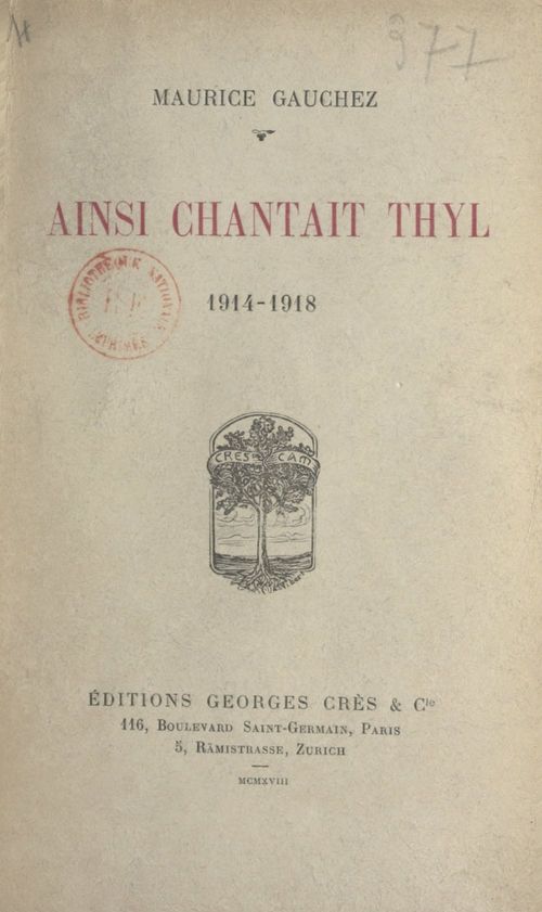 Couverture ebook de Ainsi chantait Thyl, 1914-1918, de Maurice Gauchez