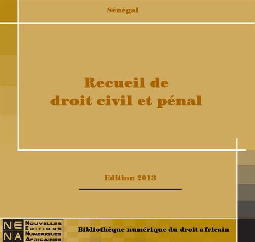 Couverture ebook de Sénégal - Droit civil et pénal, de Senegal