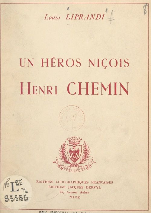 Couverture ebook de Un héros niçois : Henri Chemin, de Louis Liprandi