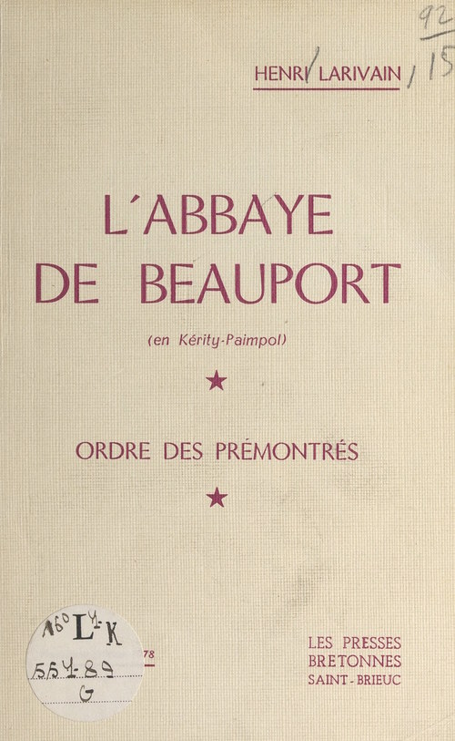 Couverture ebook de L'abbaye de Beauport (en Kérity-Paimpol), de Henri Larivain