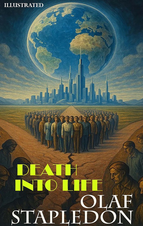 ebook cover of Death into Life. Illustrated, by Olaf Stapledon