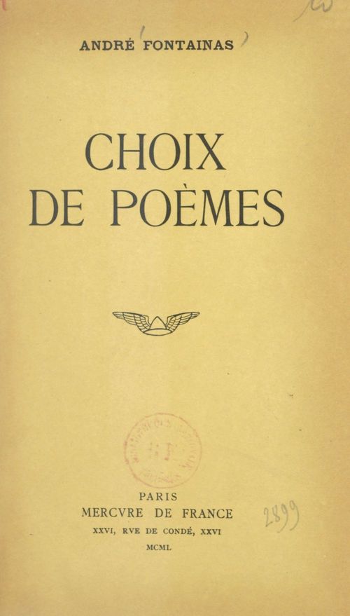 ebook cover of Choix de poèmes, by Andre Fontainas