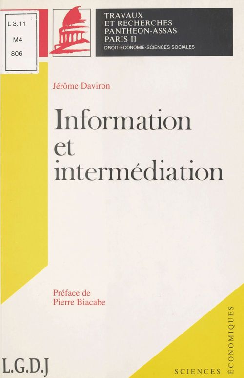 ebook cover of Information et Intermédiation, by Daviron/Biacabe
