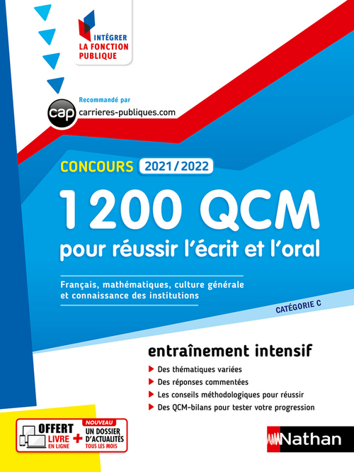 ebook cover of 1 200 QCM pour réussir l'écrit et l'oral 2021-2022 - N° 5 (Intégrer fonct publique) E-pub - 2021, by Laurent Barnet, Pascal Berthet, Bernard Hirsch, Philippe Margenti