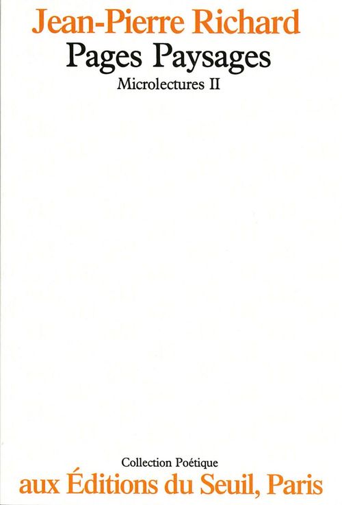 ebook cover of Microlectures. Pages paysages, by Jean-pierre Richard