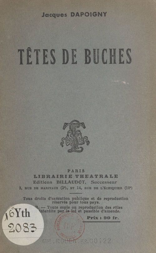 Couverture ebook de Têtes de bûches, de Jacques Dapoigny