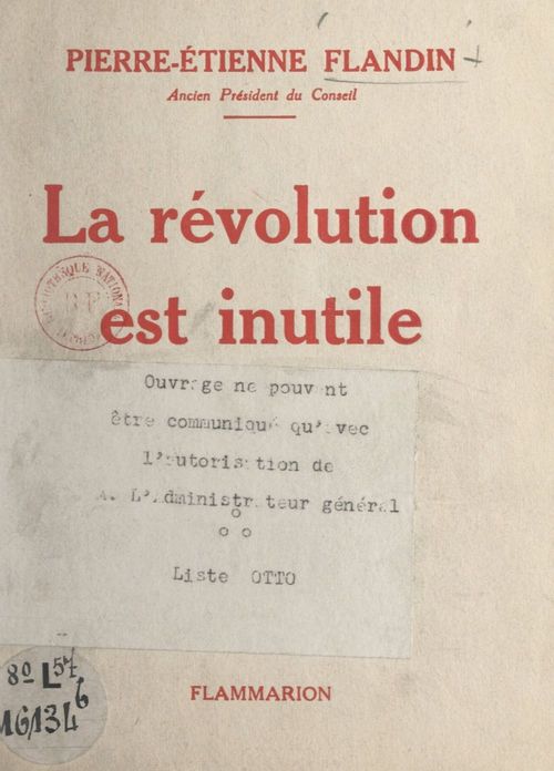 ebook cover of La Révolution est inutile, by Pierre étienne Flandin