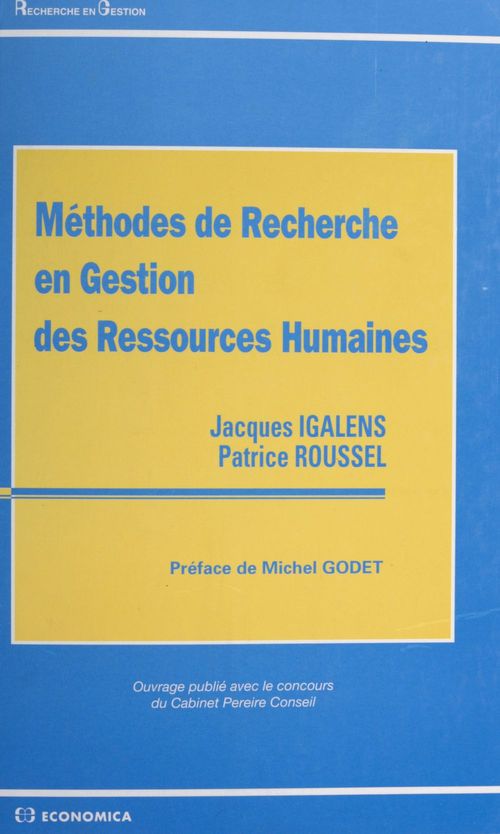 Couverture ebook de Méthodes de recherche en gestion des ressources humaines, de Igalens/Jacques