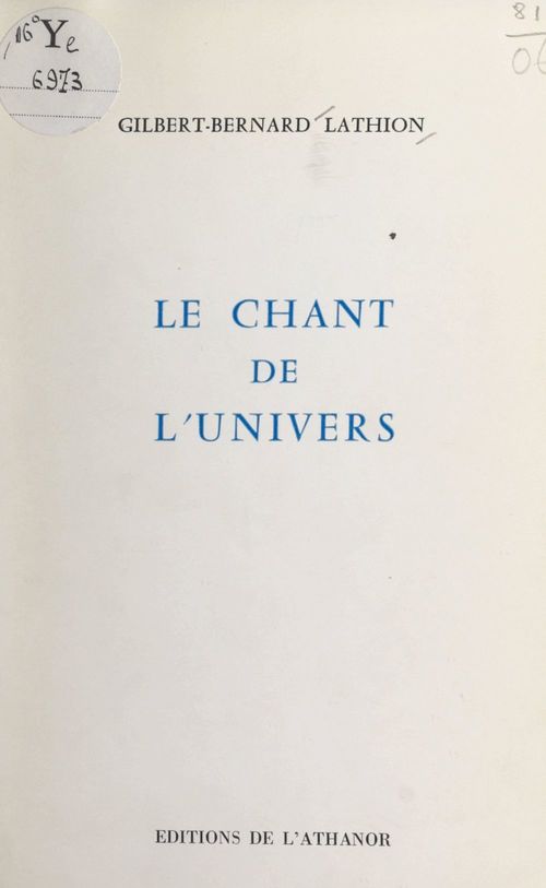Couverture ebook de Le chant de l'univers, de Gilbert-Bernard Lathion