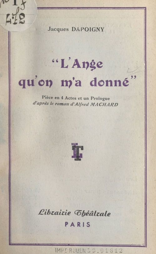 Couverture ebook de L'ange qu'on m'a donné, de Jacques Dapoigny