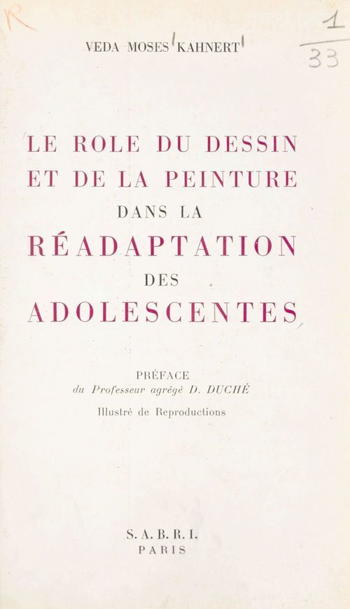 ebook cover of Le rôle du dessin et de la peinture dans la réadaptation des adolescentes, by Veda Moses Kahnert