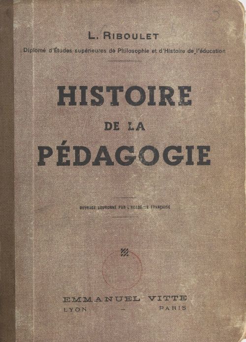 ebook cover of Histoire de la pédagogie, by L. Riboulet