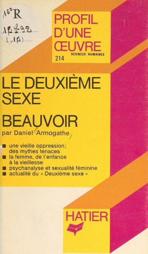 Couverture ebook de Le deuxième sexe, Simone de Beauvoir, de Daniel Armogathe