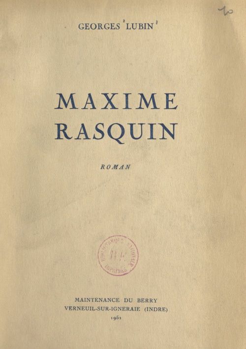 Couverture ebook de Maxime Rasquin, de Georges Lubin