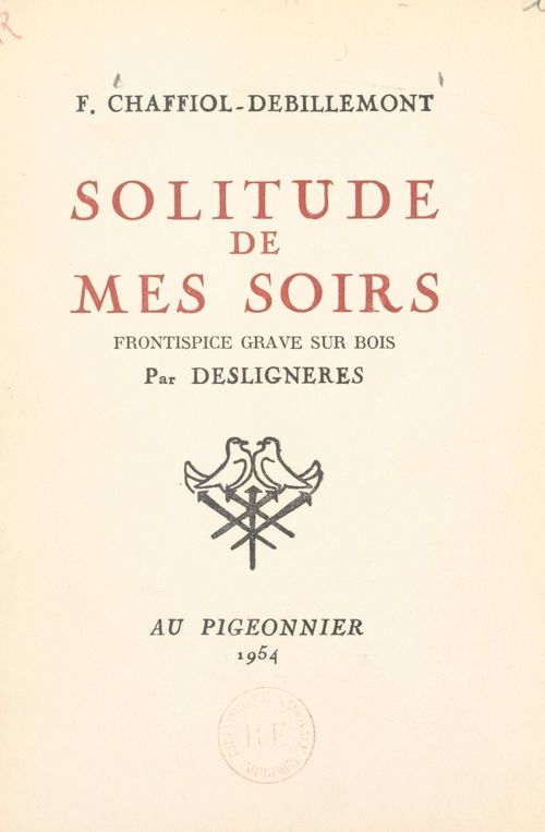 Couverture ebook de Solitude de mes soirs, de Francois Chaffiol-Debillemont