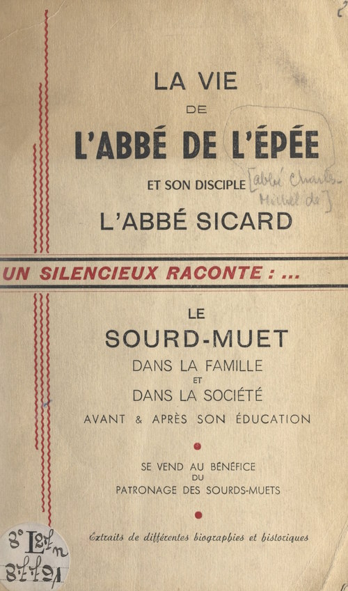 Couverture ebook de La vie de l'Abbé de l'Épée et son disciple l'Abbé Sicard, de Pierre Dubeau