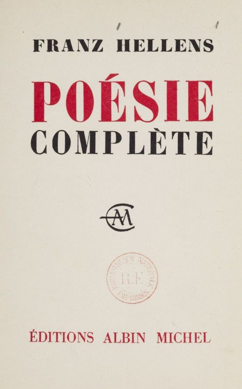 Couverture ebook de Poésie complète, de Franz Hellens