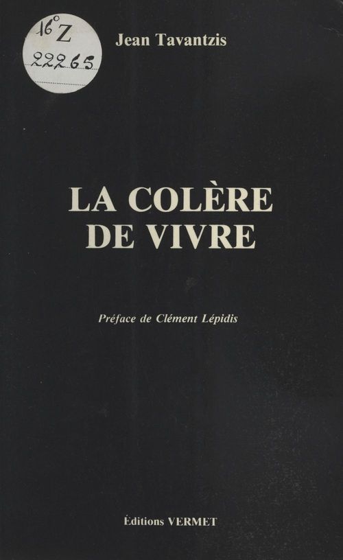 ebook cover of La colère de vivre, by Jean Tavandzis
