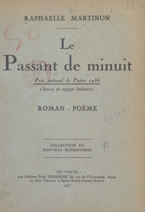 Couverture ebook de Le passant de minuit, de Raphaelle Martinon