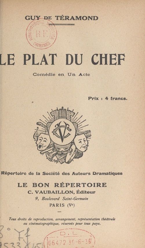 Couverture ebook de Le plat du chef, de Guy De Teramond