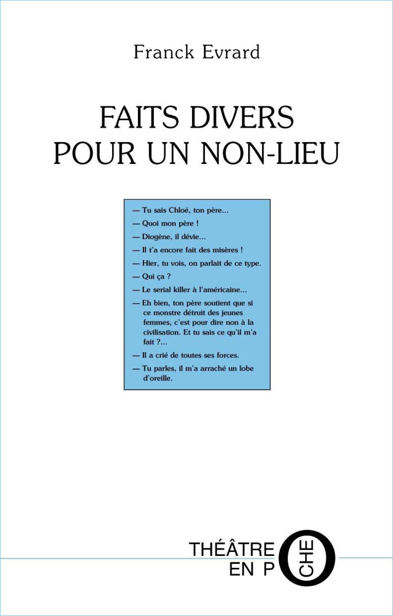 Couverture ebook de Faits divers pour un non lieu, de Franck Evrard