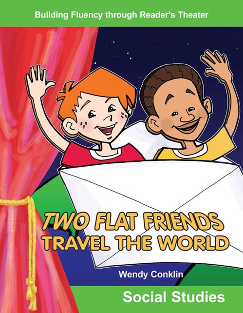ebook cover of Two Flat Friends Travel the World, by Wendy Conklin