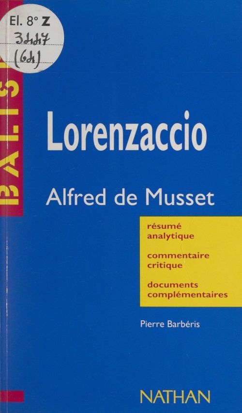 ebook cover of Lorenzaccio, by Pierre Barberis