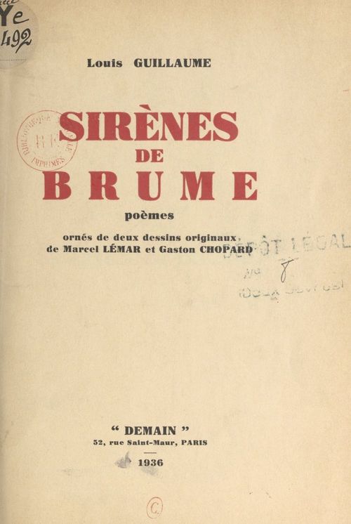 ebook cover of Sirènes de brume, by Guillaume Louis
