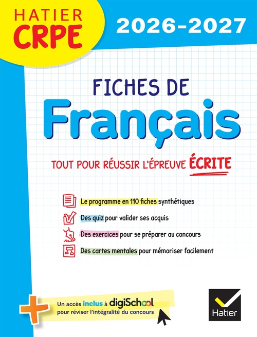 ebook cover of Hatier CRPE -  Fiches de Français - Epreuve écrite d'admissibilité - L3 et M2, by Micheline Cellier, Jean-Christophe Pellat, Viviane Marzouk