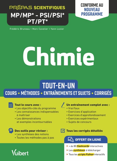 Couverture ebook de Chimie MP/MP* PSI/PSI*  PT/PT* - Conforme au nouveau programme : Prépas scientifiques, de Yann Lozier, Marc Cavelier, Frédéric Bruneau
