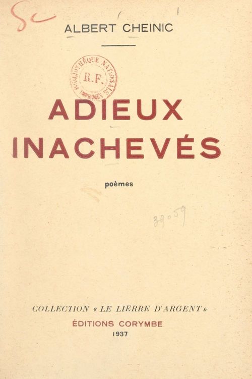 ebook cover of Adieux inachevés, by Albert Cheinic