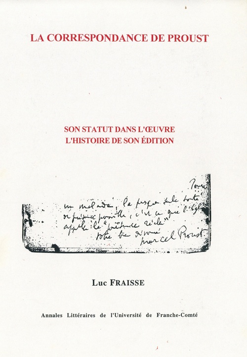 ebook cover of La correspondance de Proust, by Luc Fraisse