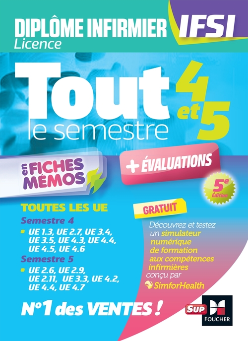 ebook cover of Tout le semestre 4 & 5 en fiches memos - DEI IFSI - 5e édition - Révision et entraînement, by Kamel Abbadi, Priscilla Benchimol, Jacques Birouste, Grégoire Bordes, Alain Bourguignat, Alexis Cavaillon