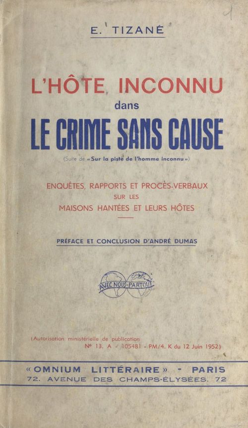 ebook cover of L'hôte inconnu dans le crime sans cause, by Emile Tizane