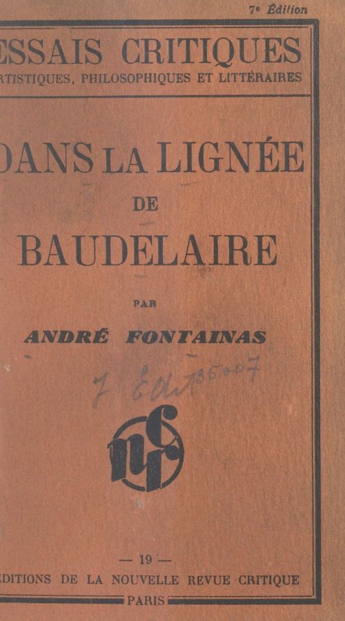 Couverture ebook de Dans la lignée de Baudelaire, de Andre Fontainas