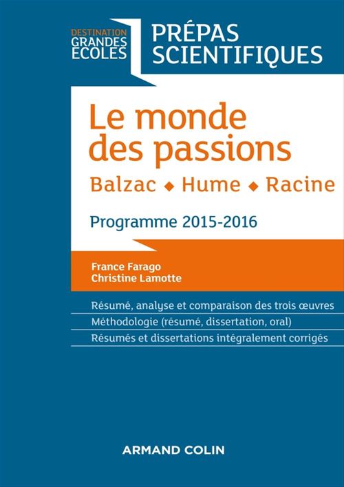 ebook cover of Le monde des passions - Balzac - Hume - Racine, by France Farago, Christine Lamotte