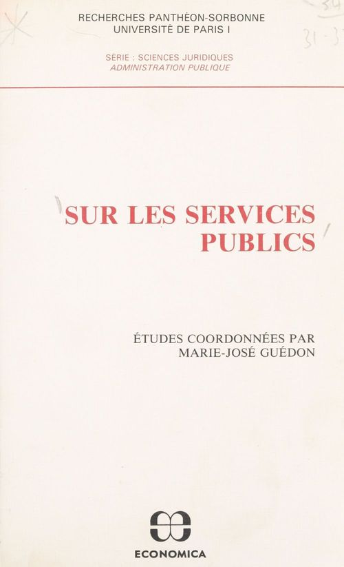 Couverture ebook de Sur les services publics, de Guedon M-J.