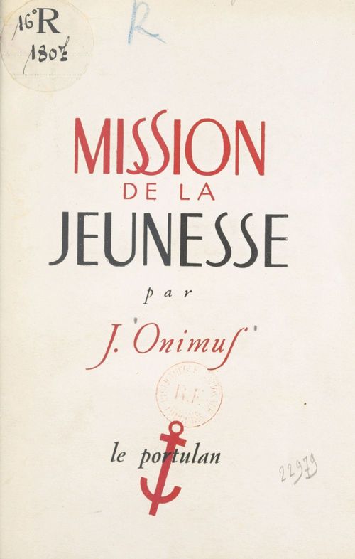 ebook cover of Mission de la jeunesse, by J. Onimuf