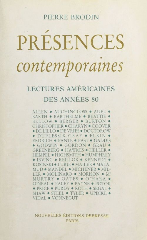 Couverture ebook de Lectures américaines des années 80, de Pierre Brodin