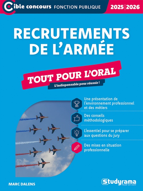 Couverture ebook de Recrutements de l´armée - Tout pour l´oral - Édition 2025-2026, de Marc Dalens