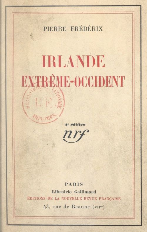 Couverture ebook de Irlande Extrême-Occident, de Pierre Frederix