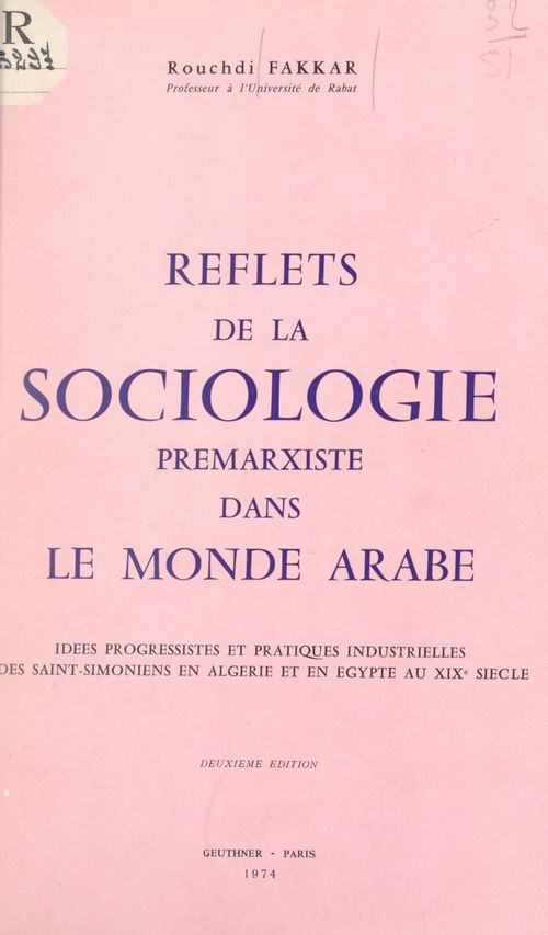 Couverture ebook de Reflets de la sociologie prémarxiste dans le monde arabe, de Rouchdi Fakkar